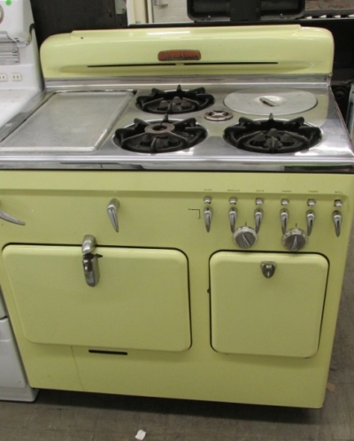 1951 Lowback Yellow Chambers - Antique Appliances